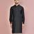 black cotton silk  kurta with  cuff and fancy buttons