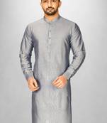 grey cotton silk  kurta with  cuff and fancy buttons