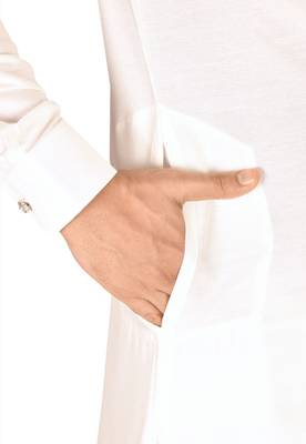 white cotton silk  kurta with  cuff and fancy buttons 3