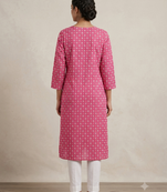 Pink printed cotton kurti