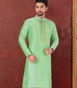 pastel green mulbury  kurta with pattern work&hand work