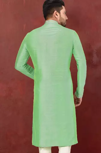pastel green mulbury  kurta with pattern work&hand work