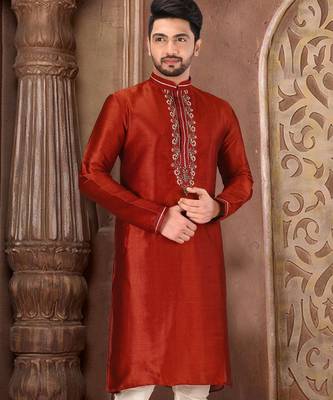 red mulbury  kurta with pattern work&hand work 1