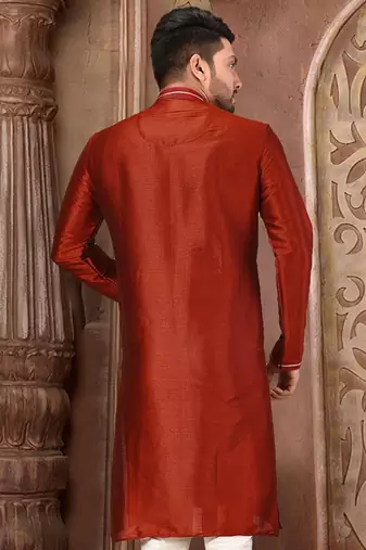 red mulbury  kurta with pattern work&hand work
