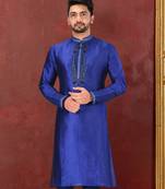 royal blue mulbury  kurta with pattern work&hand work