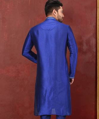 royal blue mulbury  kurta with pattern work&hand work 2
