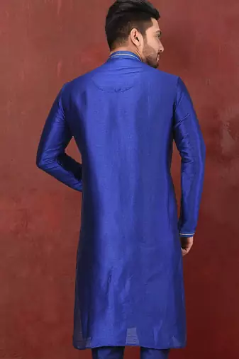 royal blue mulbury  kurta with pattern work&hand work