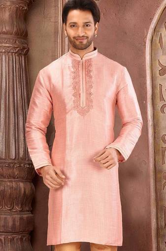 peach mulbury  kurta with pattern work&hand work