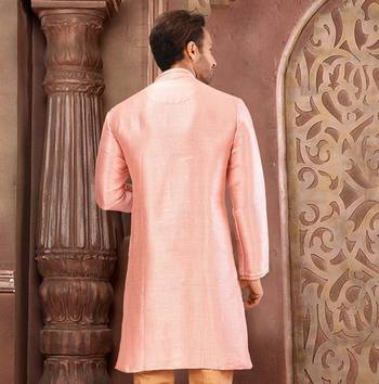 peach mulbury  kurta with pattern work&hand work 3