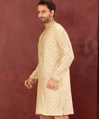 Light yellow mulbury  kurta with pattern work&hand work 2