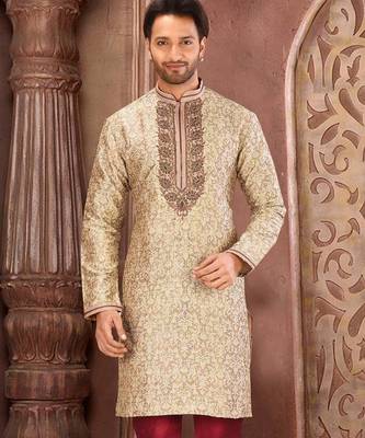 Brown mulbury  kurta with pattern work&hand work 1