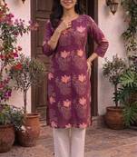 Burgundy printed cotton kurti