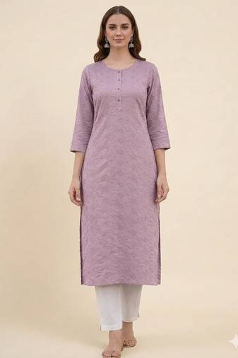Lavender printed cotton kurti
