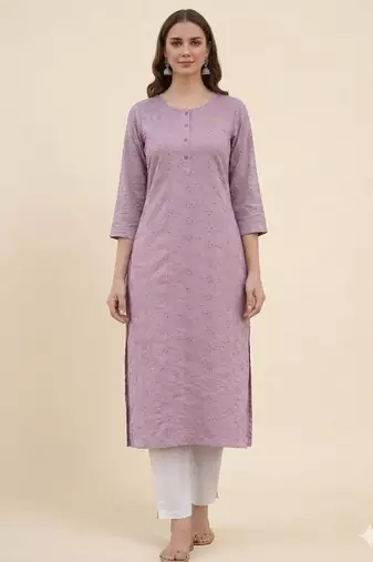 Saka Designs Lavender Printed Cotton Kurti