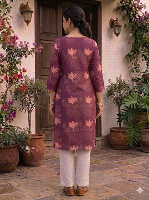 Saka Designs Burgundy Printed Cotton Kurti 3