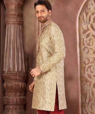 Brown mulbury  kurta with pattern work&hand work 2