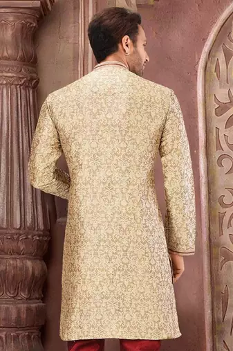 Brown mulbury  kurta with pattern work&hand work