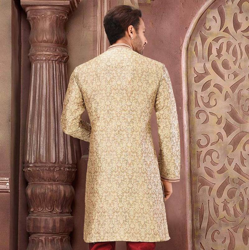 Brown mulbury  kurta with pattern work&hand work
