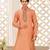 Dark orange cotton silk  kurta with pattern work&hand work