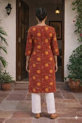 Saka Designs Red Printed Cotton Kurti 3