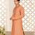 Dark orange cotton silk  kurta with pattern work&hand work