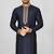 navy blue cotton silk   kurta with  hand work on collor button neck and mohri