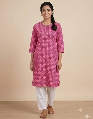 Saka Designs Pink Printed Cotton Kurti 4