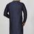 navy blue cotton silk   kurta with  hand work on collor button neck and mohri