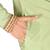 chatni green cotton silk   kurta with  hand work on collor button neck and mohri
