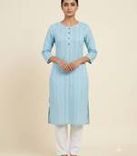 Light blue printed cotton kurti
