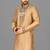 dark beige cotton silk  kurta with hand work on collor button neck and mohri