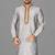 grey cotton silk  kurta with  hand work on collor button neck and mohri