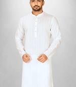 White cotton silk kurta withfancy buttons
