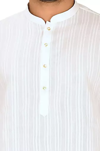 White cotton silk kurta withfancy buttons