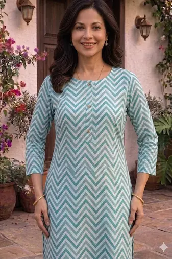 Saka Designs Blue Printed Cotton Kurti