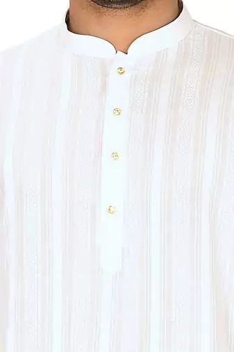 White cotton silk kurta withfancy buttons