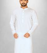 White cotton silk kurta withfancy buttons