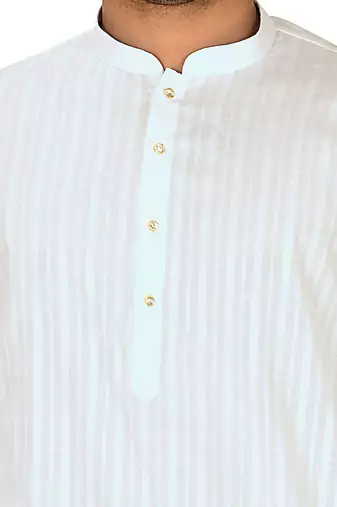 White cotton silk kurta withfancy buttons