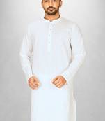 White cotton silk kurta withfancy buttons