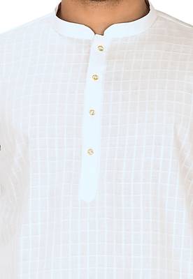 White cotton silk kurta withfancy buttons 2