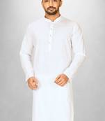 White cotton silk kurta withfancy buttons