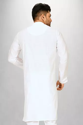 White cotton silk kurta withfancy buttons