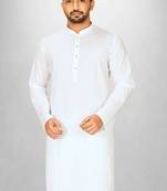 White cotton silk kurta withfancy buttons