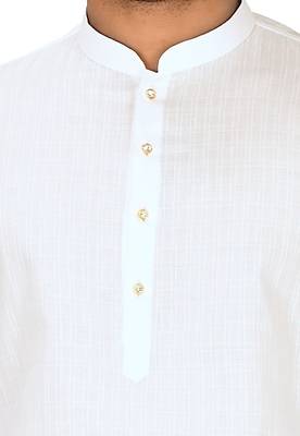 White cotton silk kurta withfancy buttons 2