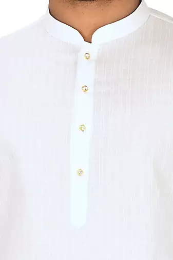 White cotton silk kurta withfancy buttons