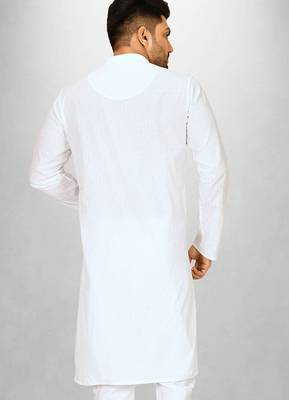 White cotton silk kurta withfancy buttons 3