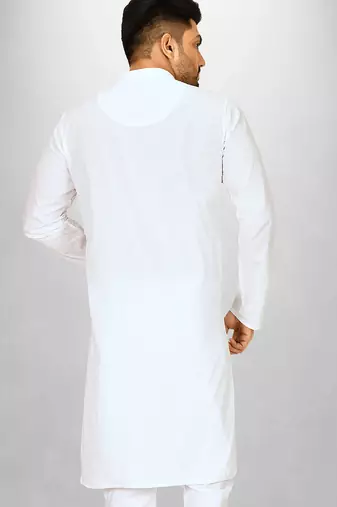 White cotton silk kurta withfancy buttons