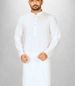 White cotton silk kurta withfancy buttons