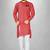 Red slub cotton  kurta with asymmetrical side open patttern