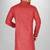 Red slub cotton  kurta with asymmetrical side open patttern